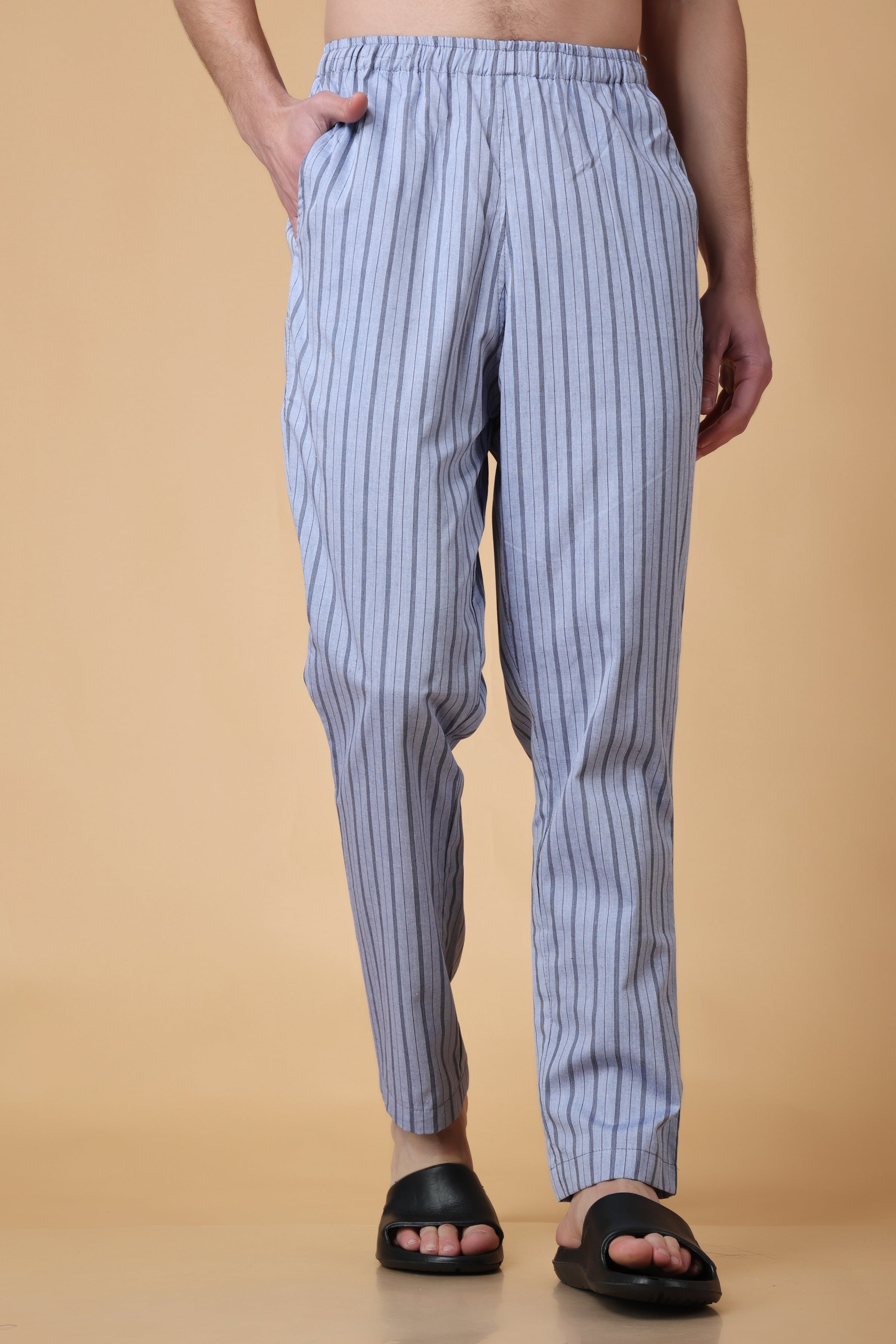 Buy Grey LivIn Striped Straight Formal Pants Online  FableStreet