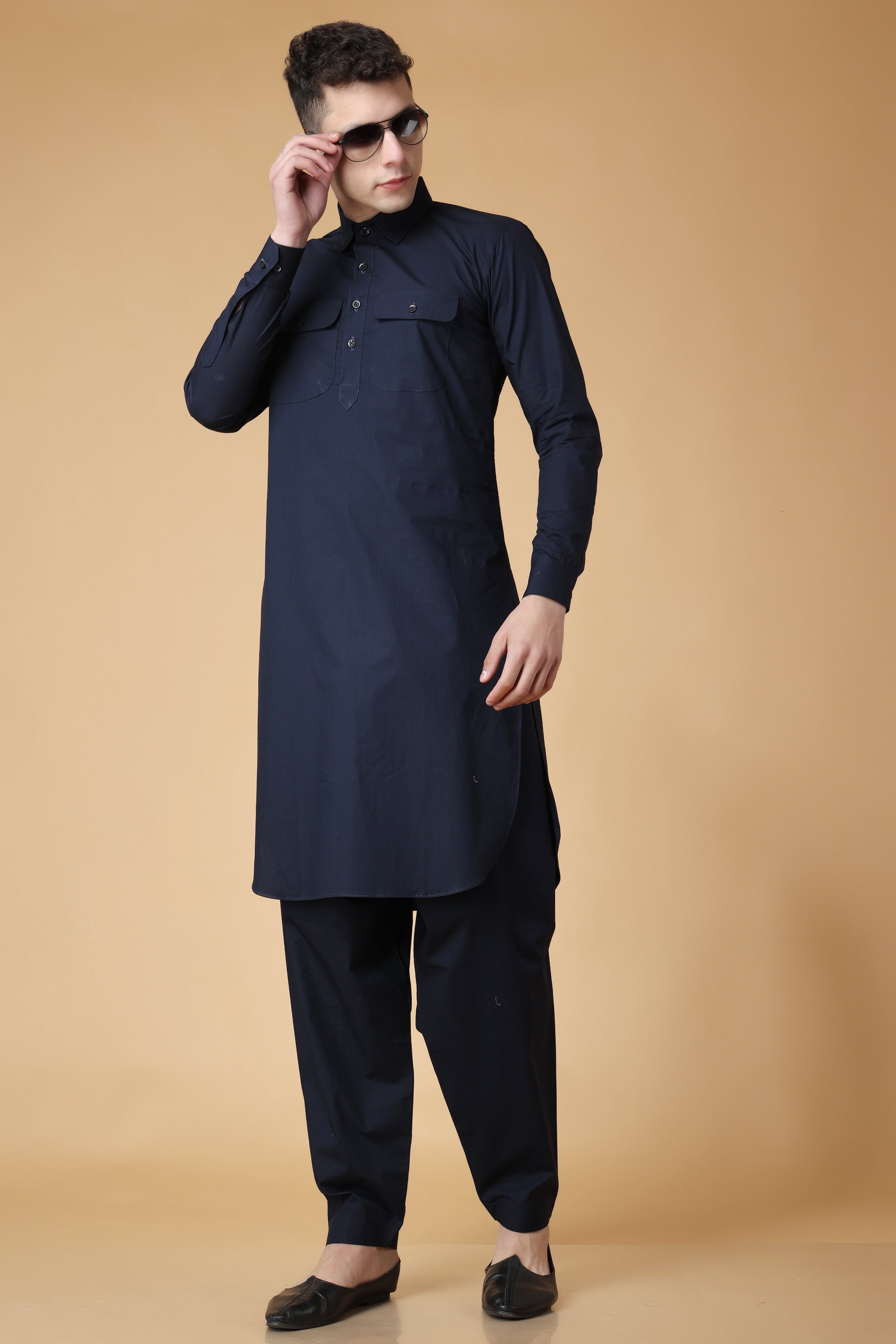 Navy blue 2025 pathani kurta