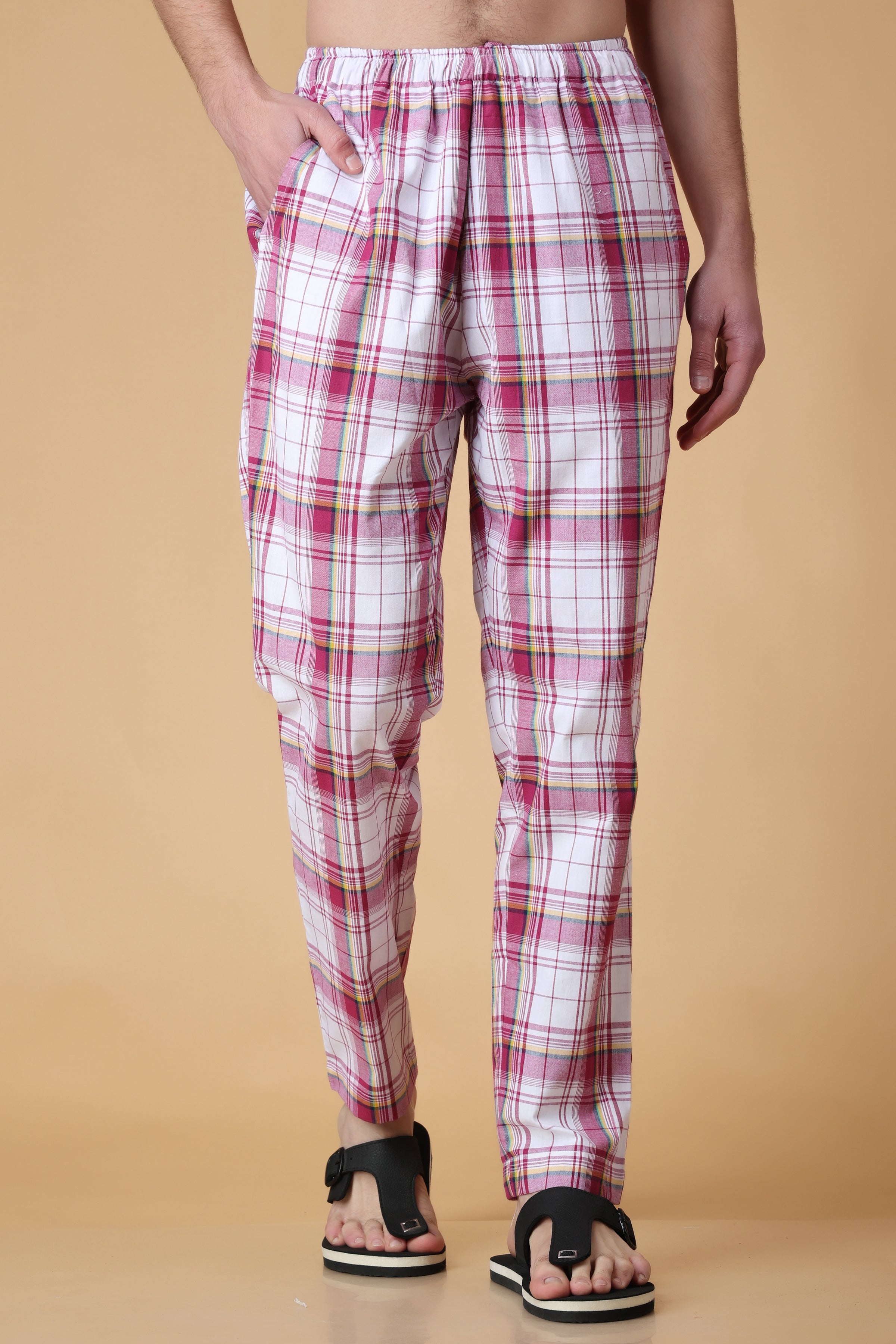 Pink Checked Cotton Pant Pajama