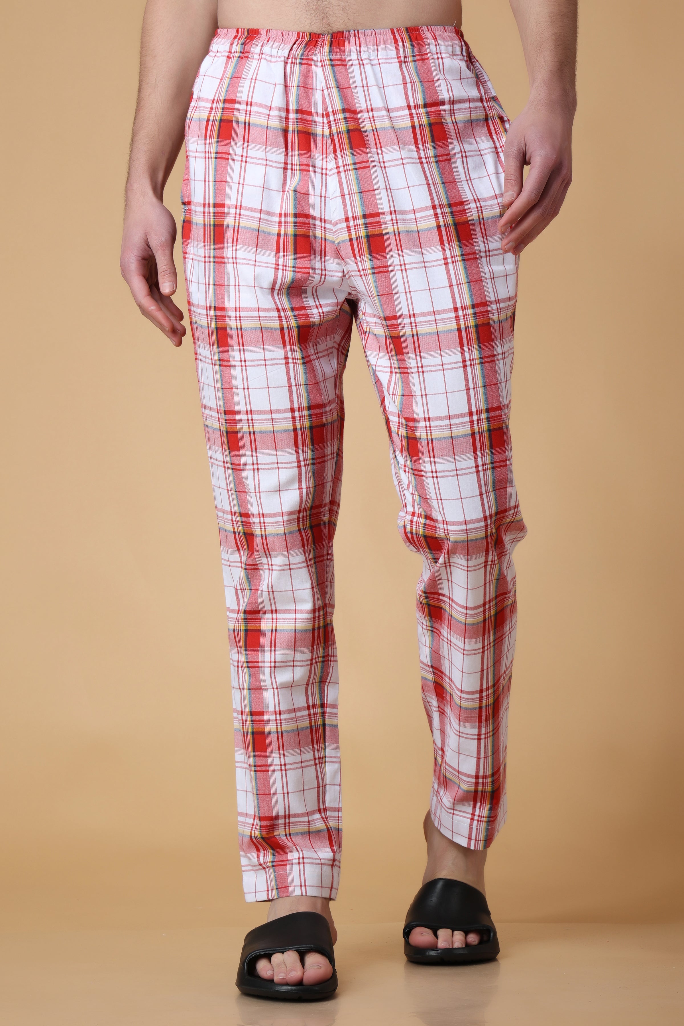 Buy Twist Mens Checked Cotton Pyjama Red  Black Small at Amazonin