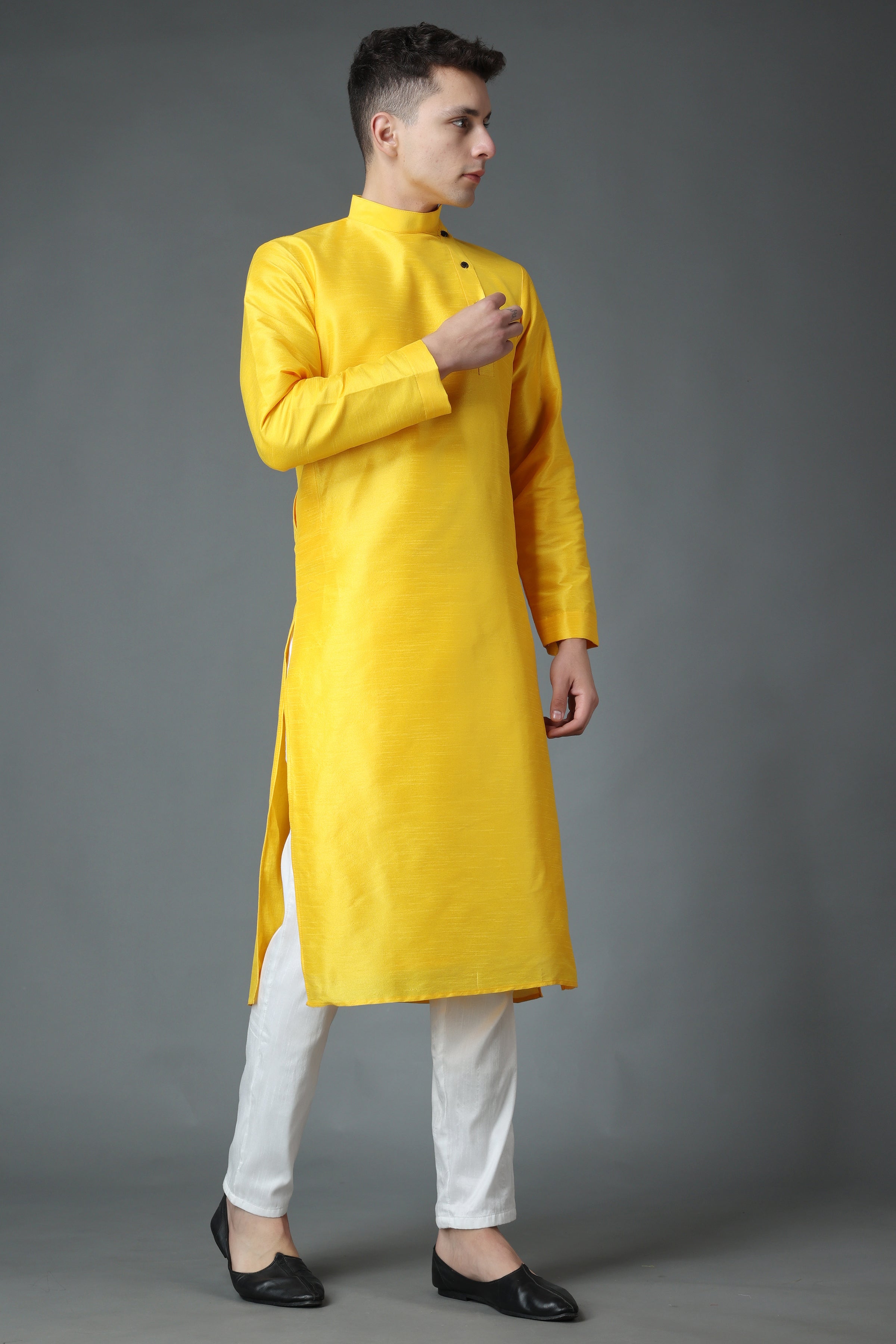 Yellow Rayon Kurta Pajama 274988