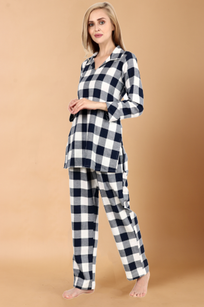 Blue White Woolen Night Suit