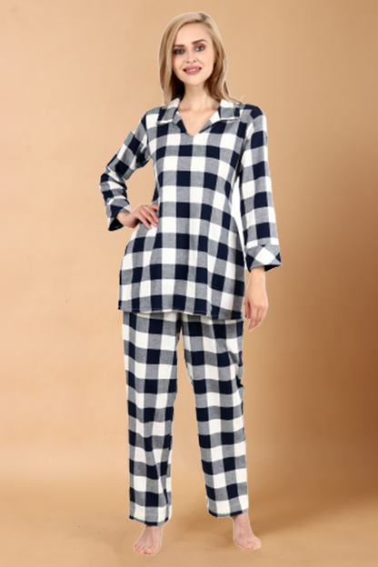 Blue White Woolen Night Suit