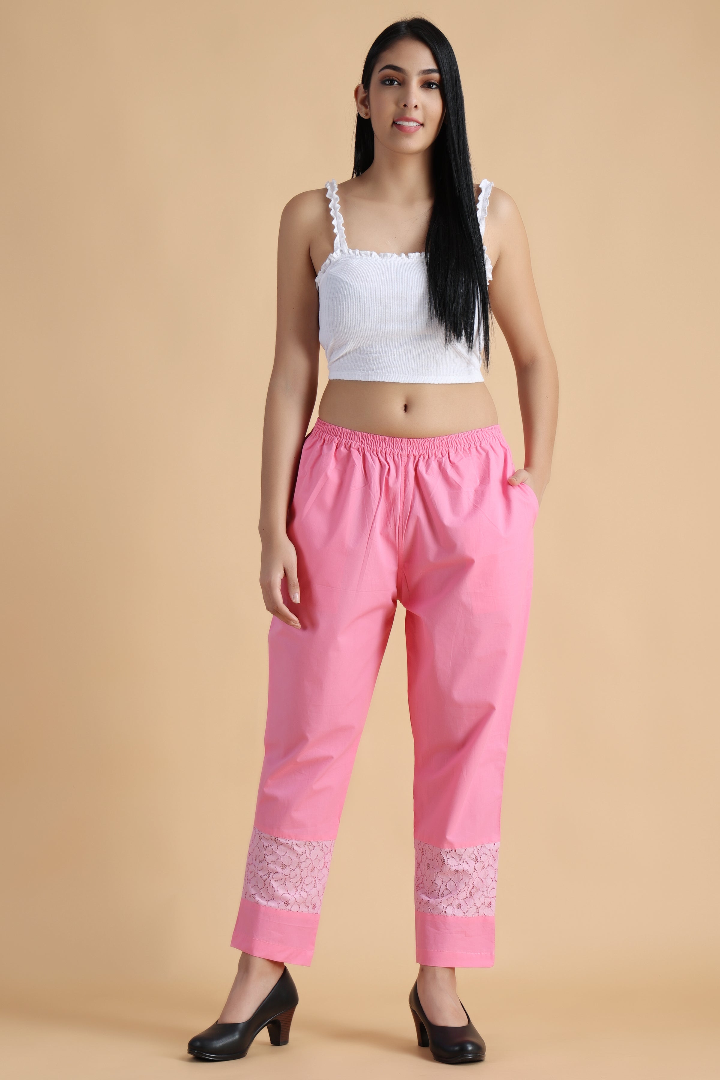 Buy Dark Pink Embroidered Straight Pants Online  W for Woman