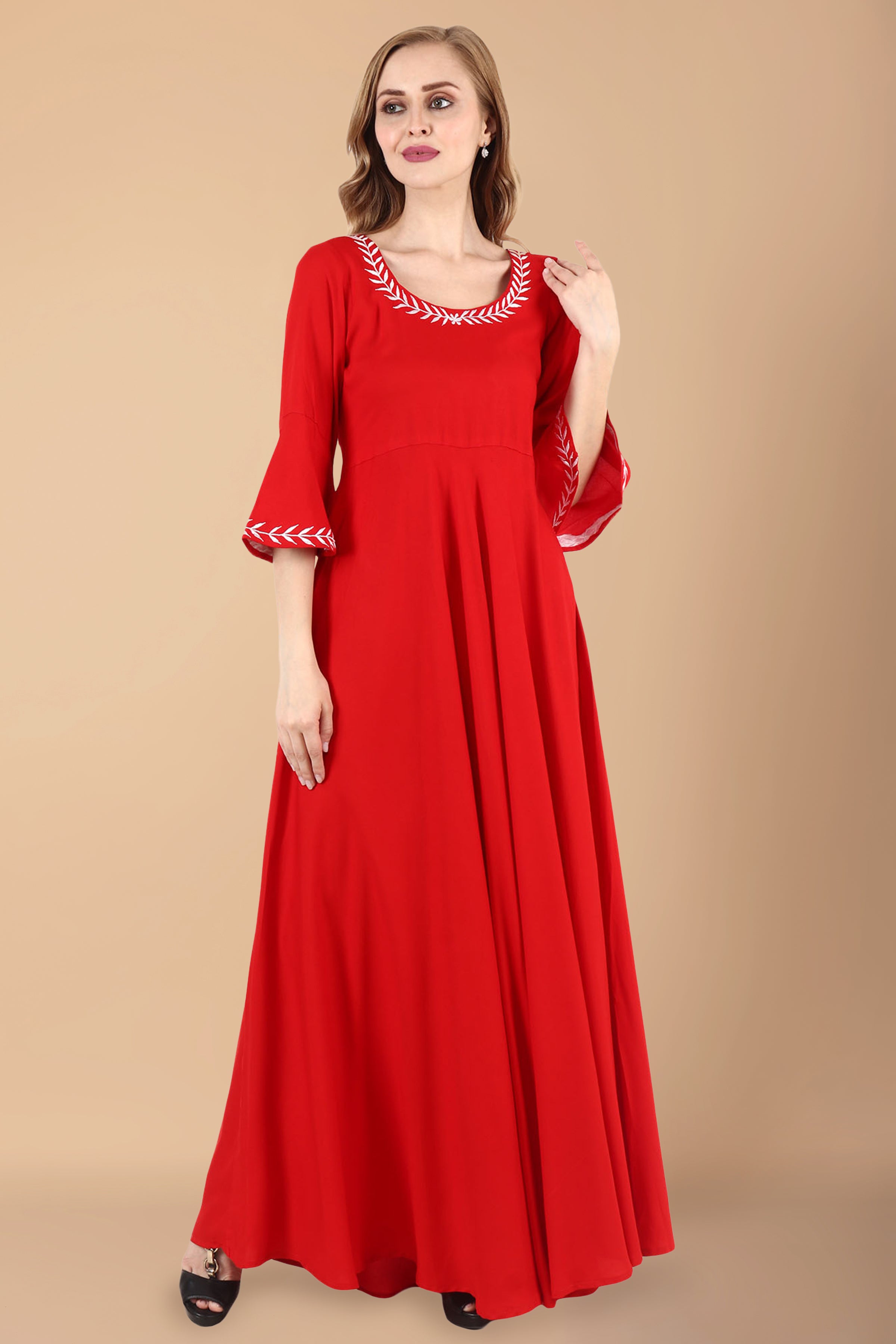 Maroon Net Dress Material | Long dresses online