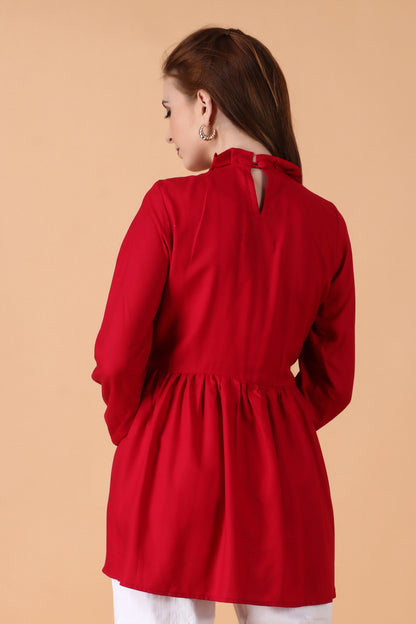 Scarlet Peplum Top | Apella.