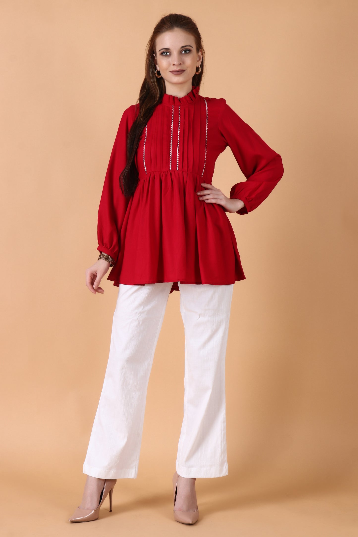 Scarlet Peplum Top | Apella.