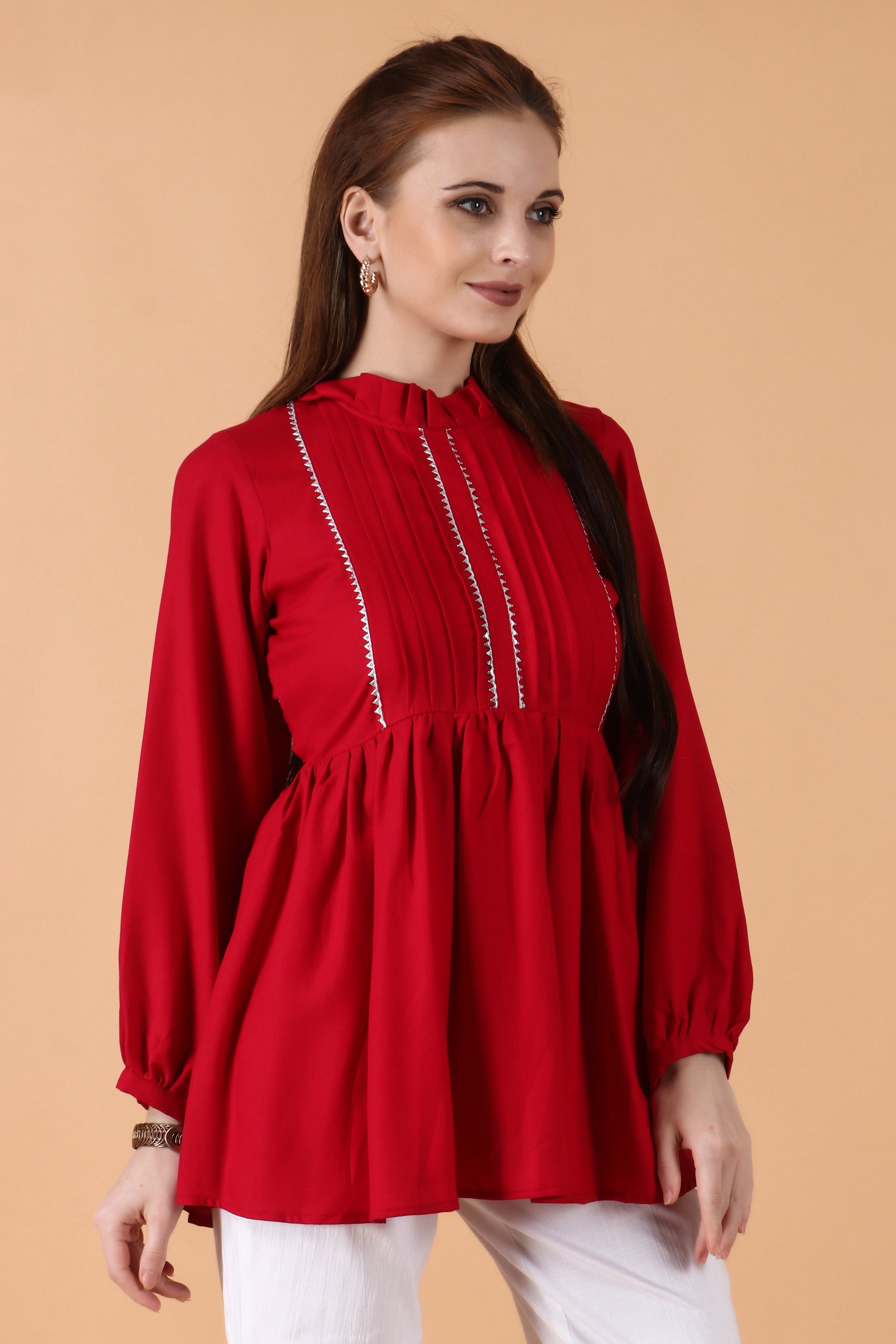 Scarlet Peplum Top | Apella.