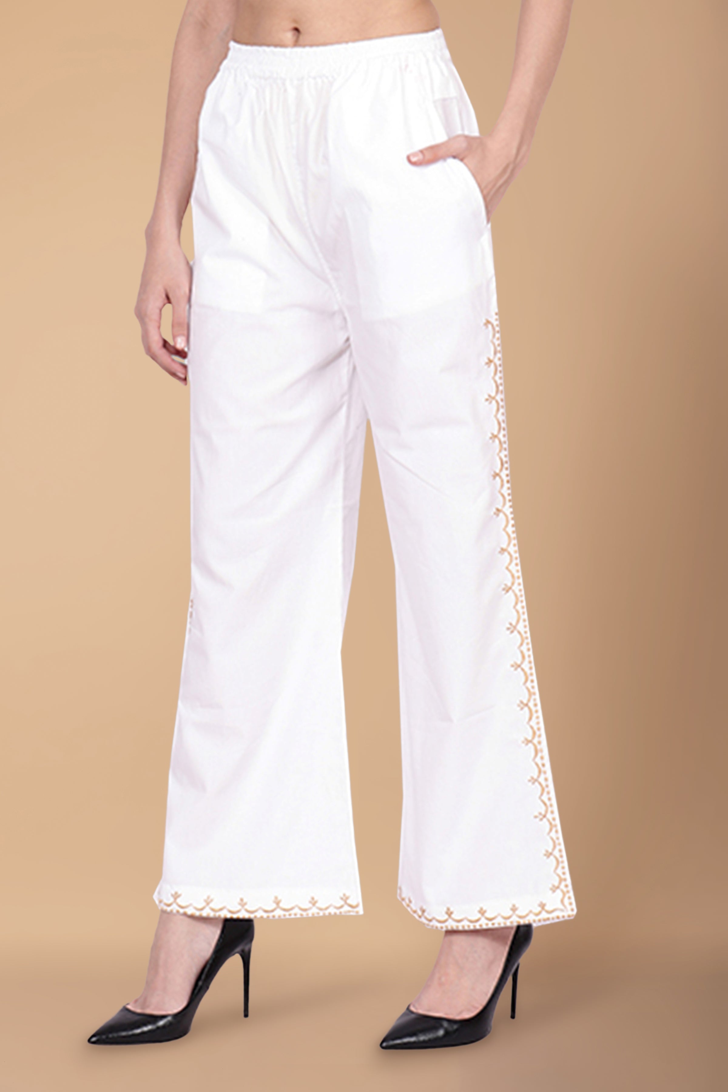 White cutwork palazzo sales