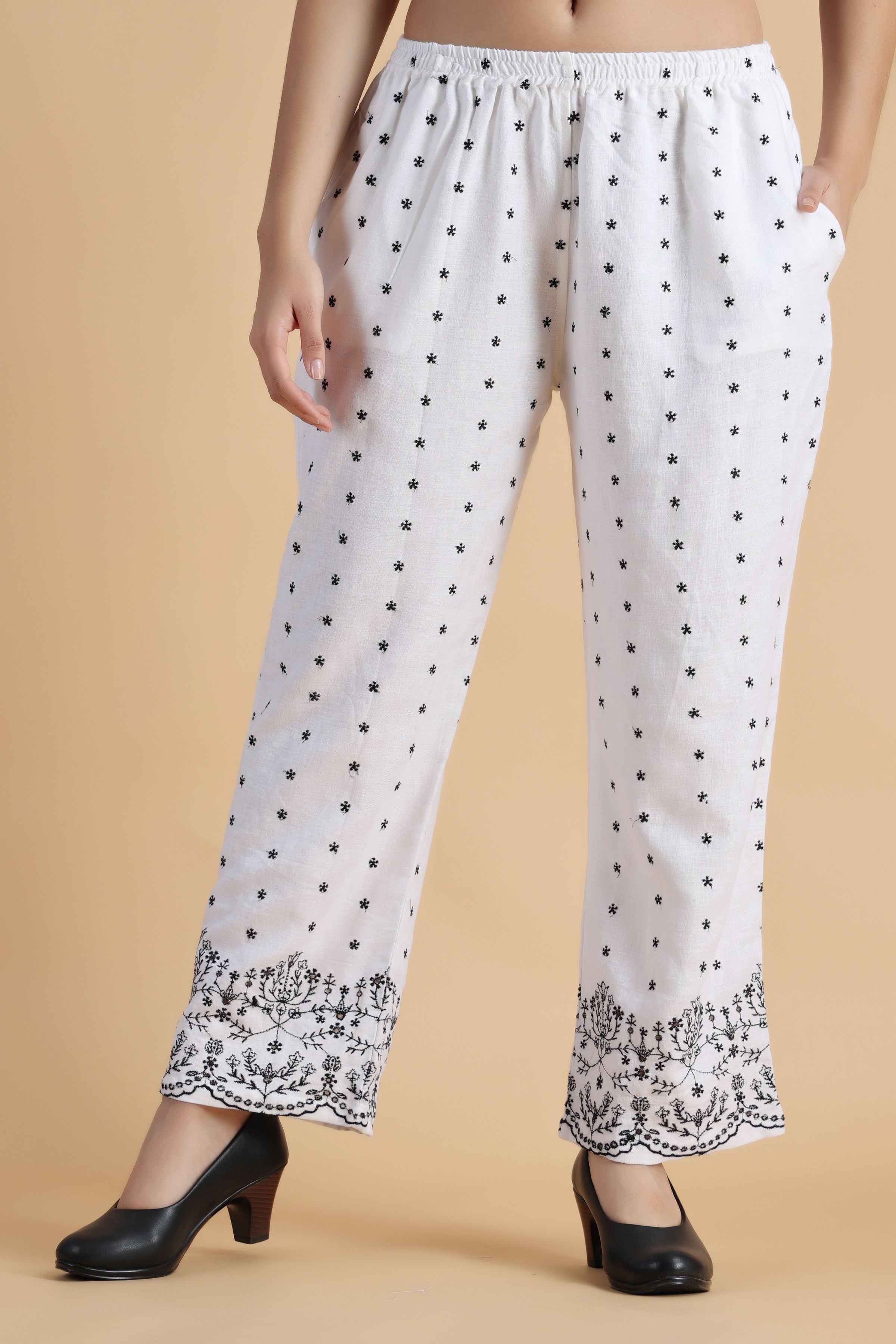 Buy SASSAFRAS Women White Twill Parallel Trousers  Trousers for Women  12288052  Myntra