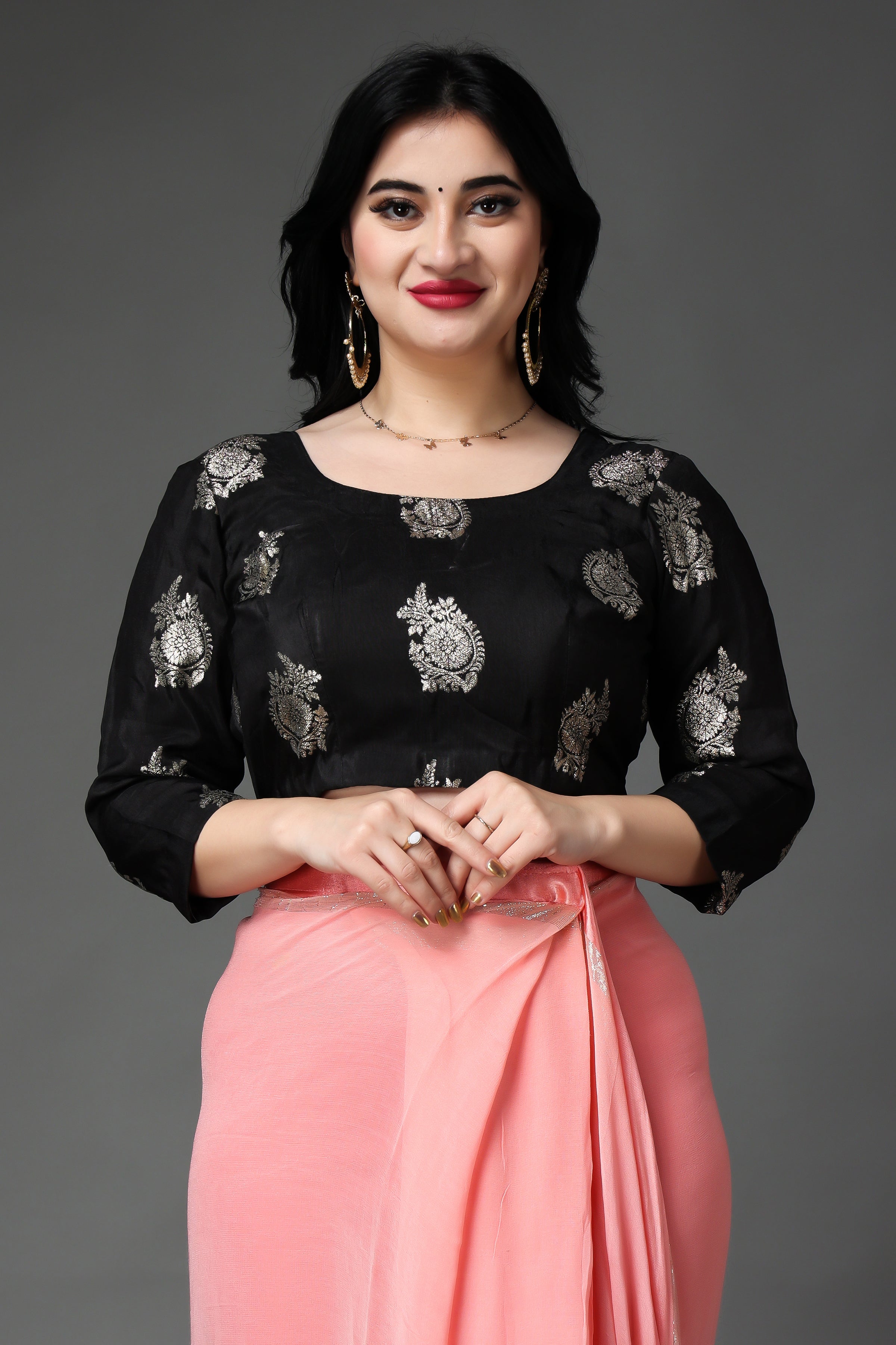 Reeta Fashion Designer Ready To Wear Black Georgette Prisam Work Saree With  Unstitched Blouse | Reeta Fashion