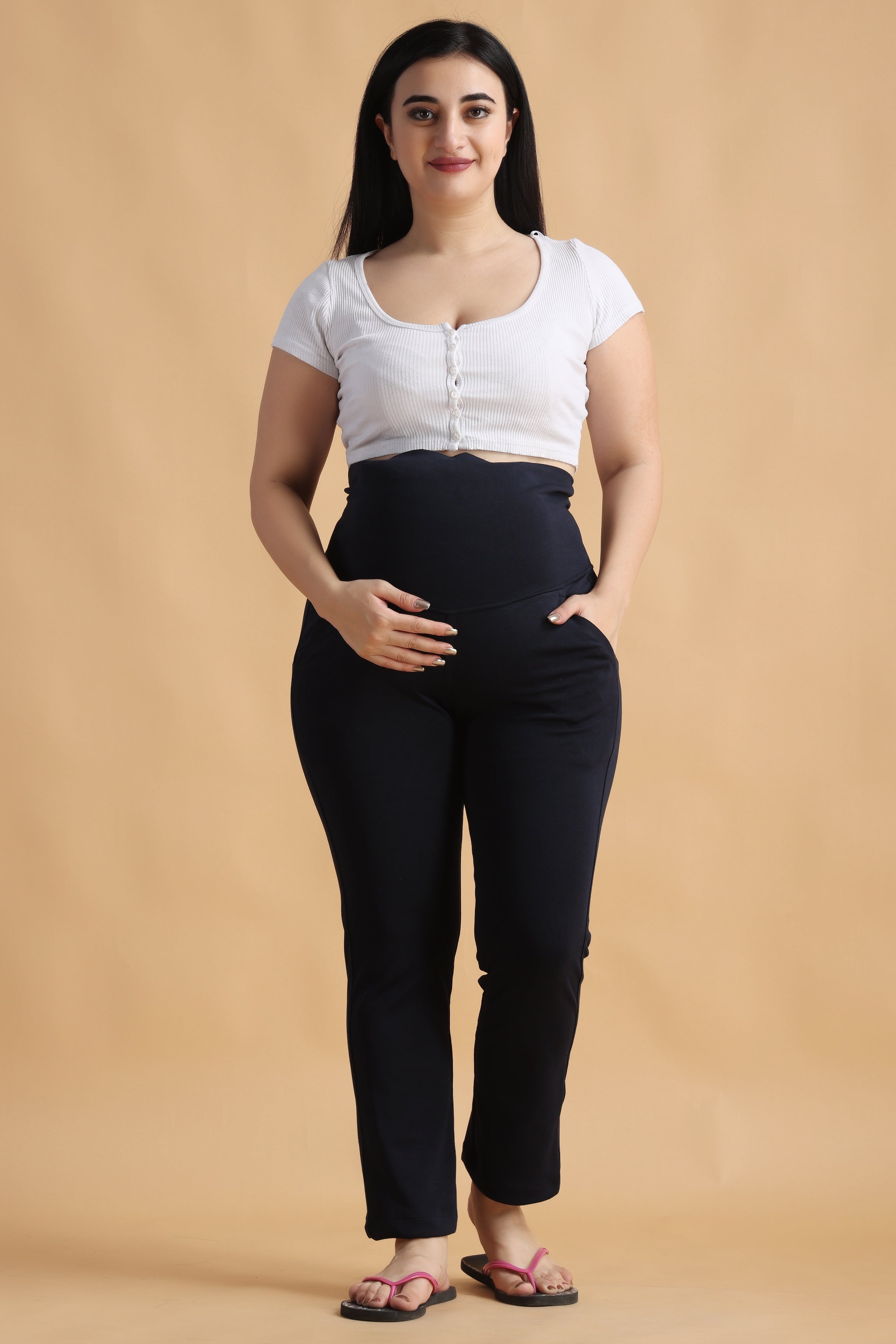 2019 Pregnant Women Belly Pants Summer Black Elegant Maternity Formal  Trousers Anklelength Pregnancy Work Clothes with Pockets   AliExpress  Mobile