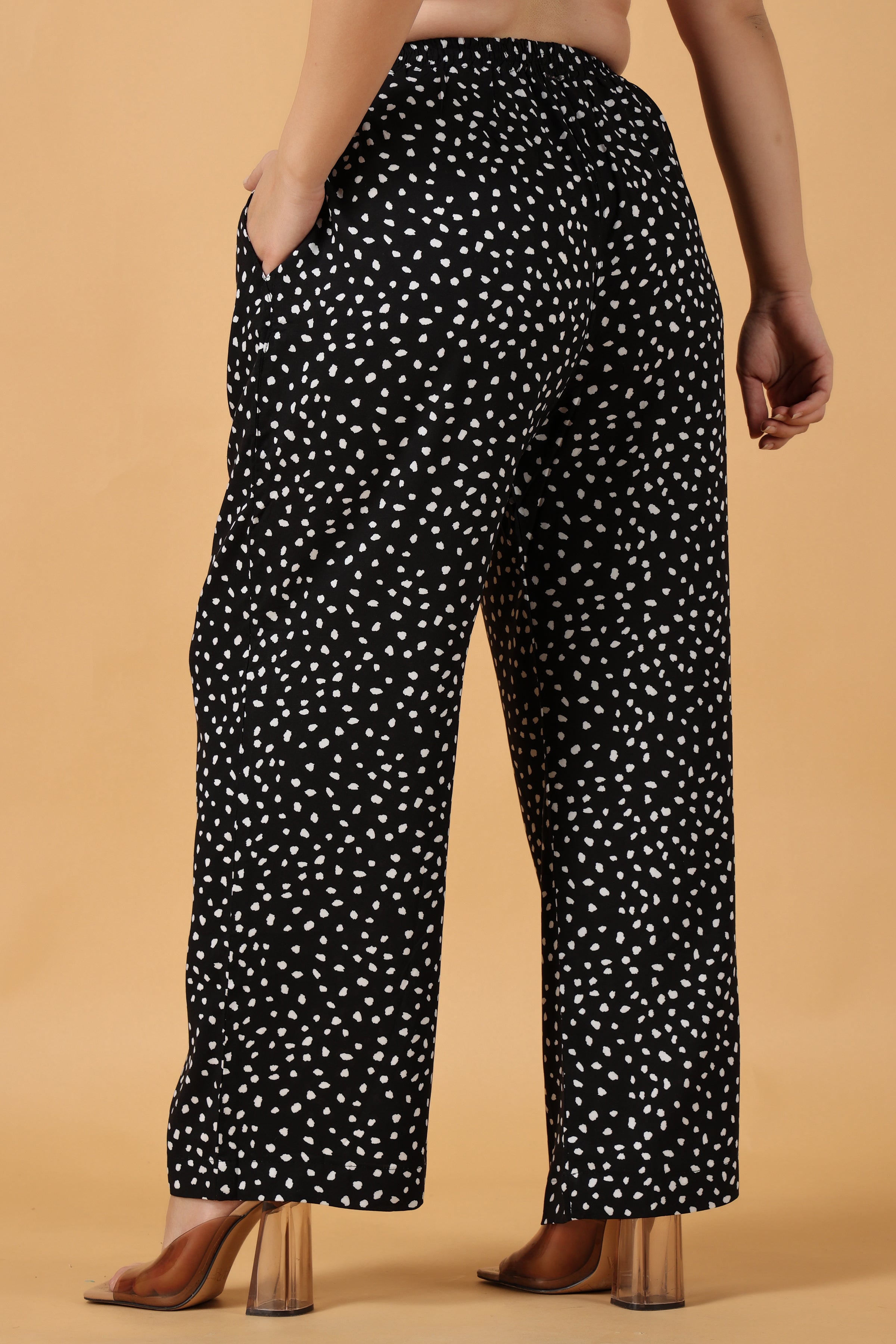 Comfortable Printed Cotton Rayon Palazzo Pants for Women and Girls in Black  and White Combo Pack