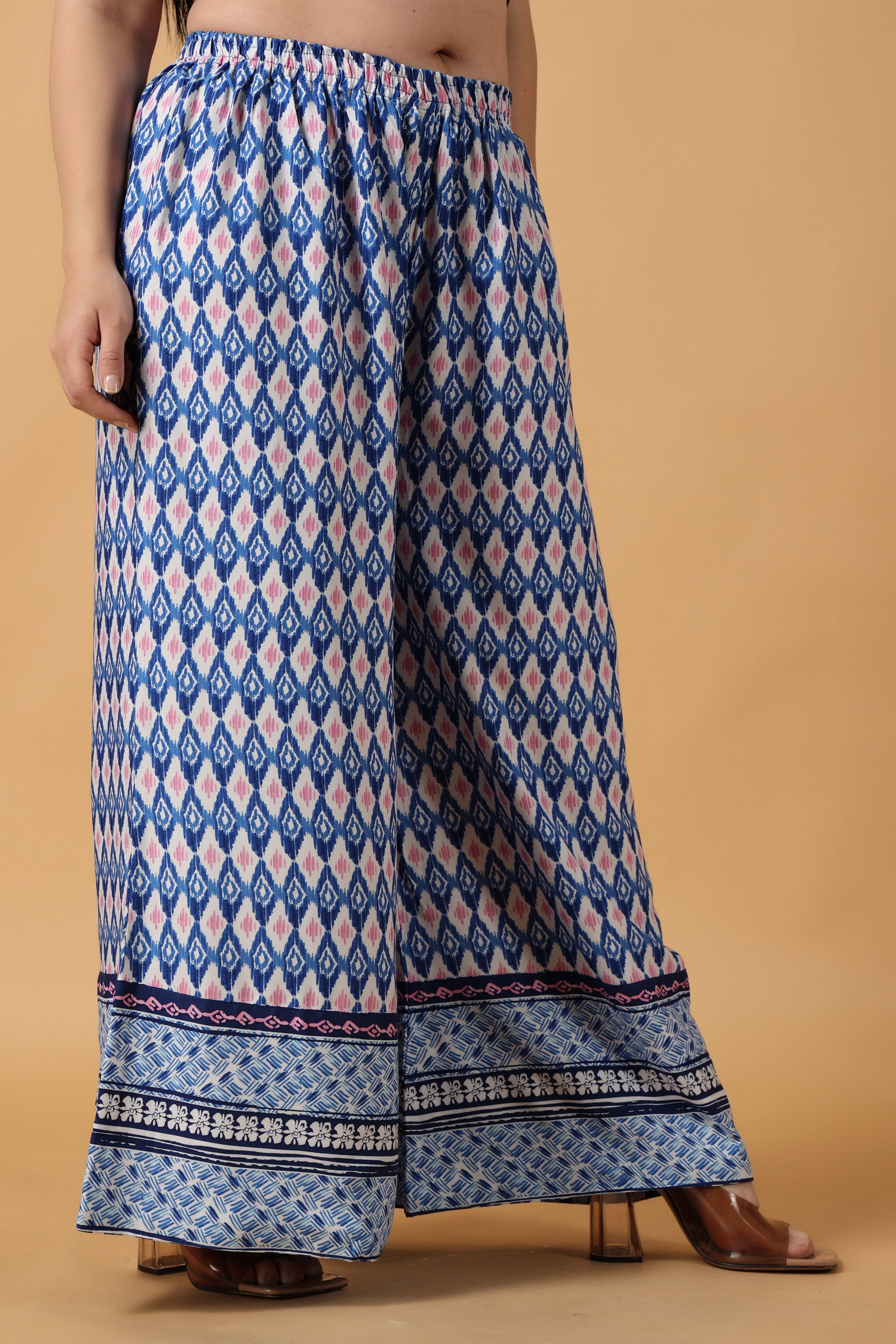 Buy HAUTE CURRY Blue Womens Printed Palazzo Pants  Shoppers Stop
