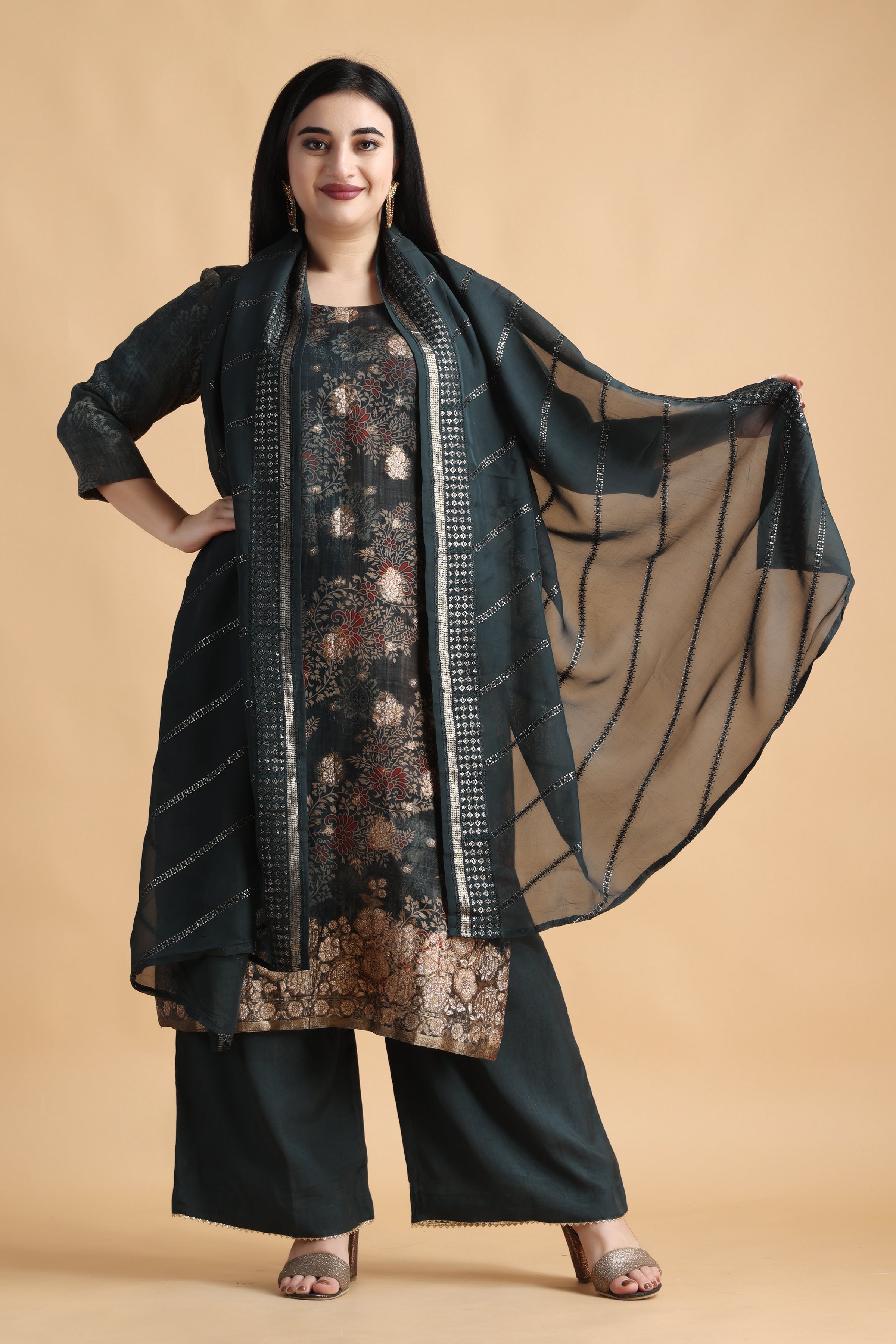 Unstitched Cotton Salwar Suit Black Dress Material with Embroidery –  Stilento