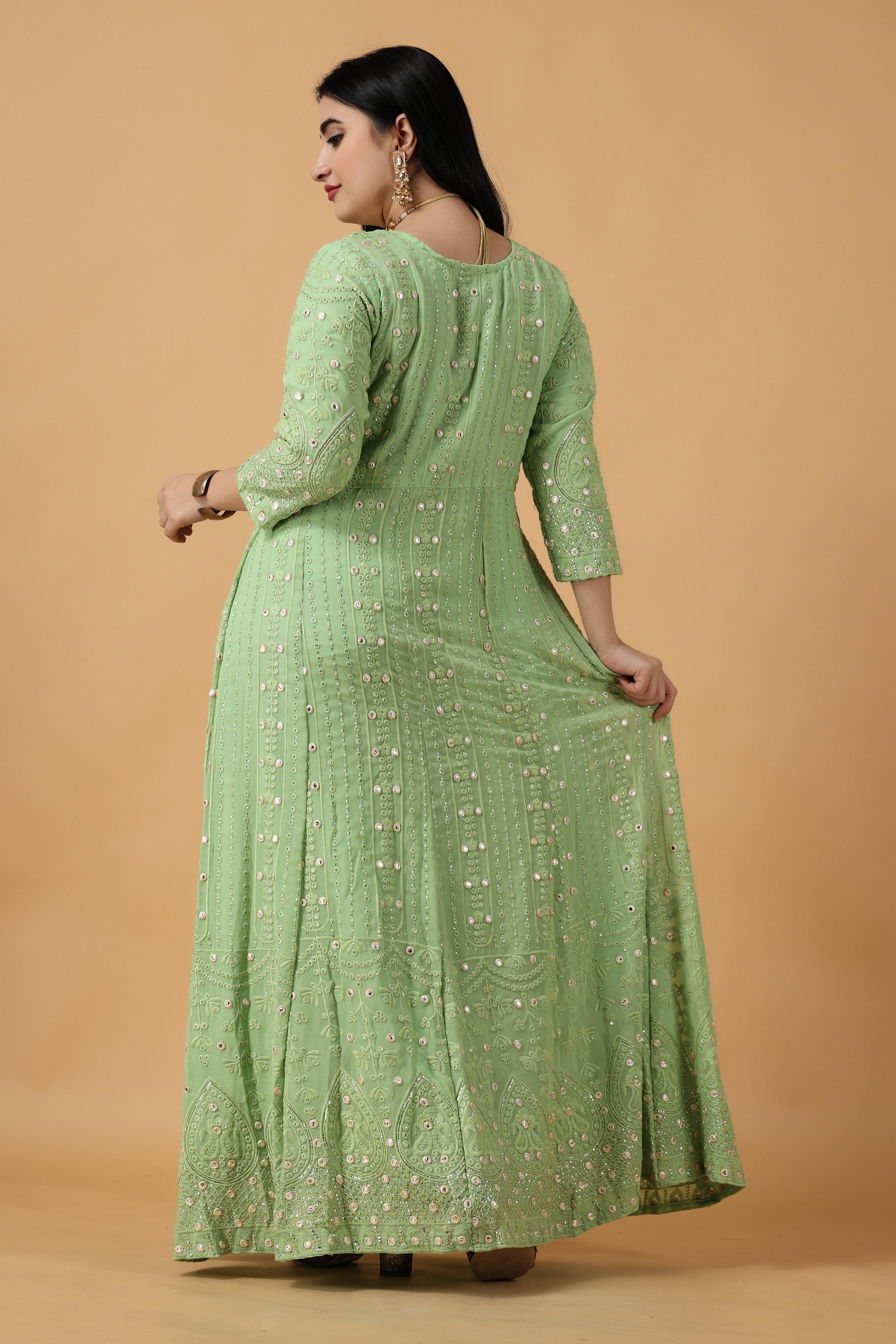 Shop Brown Color Party Wear Anarkali Dress In Net - Indian Anarkalis – Gunj  Fashion