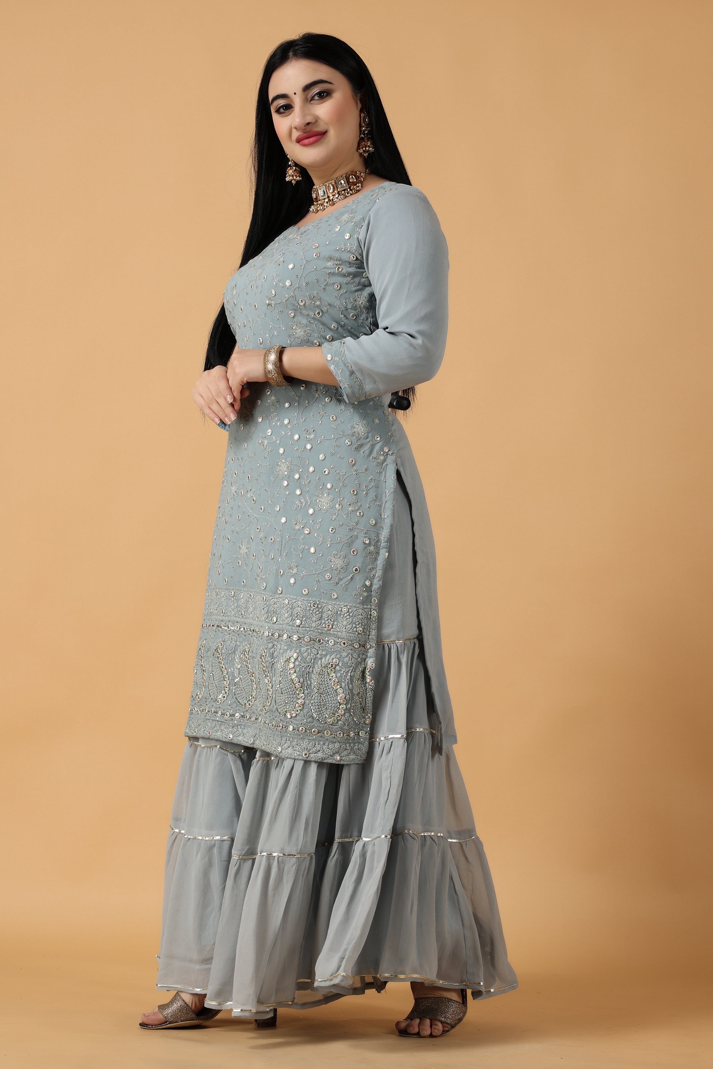 Grey 2024 sharara suit