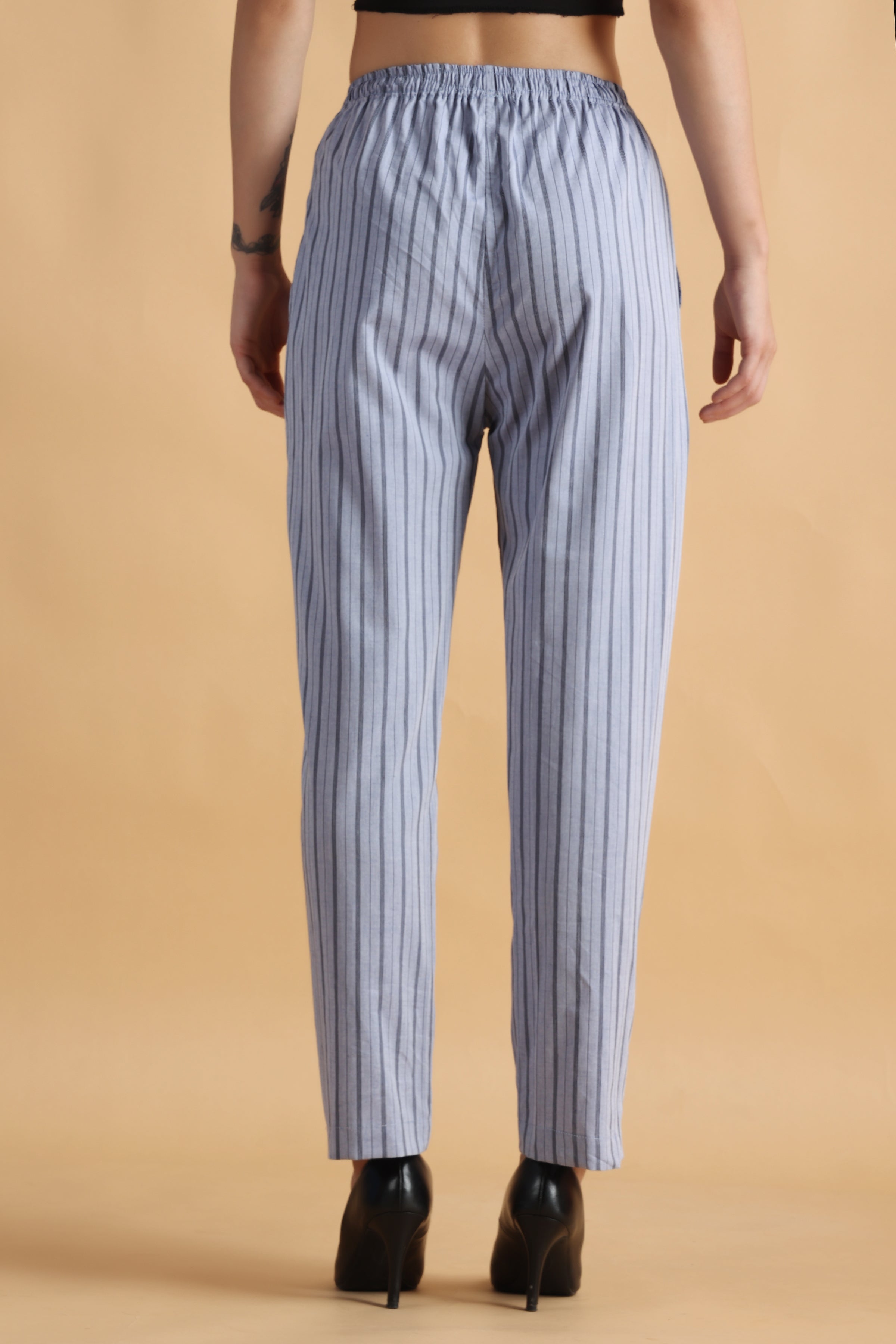 Buy Arrow Men Navy Mid Rise Striped Formal Trousers  NNNOWcom