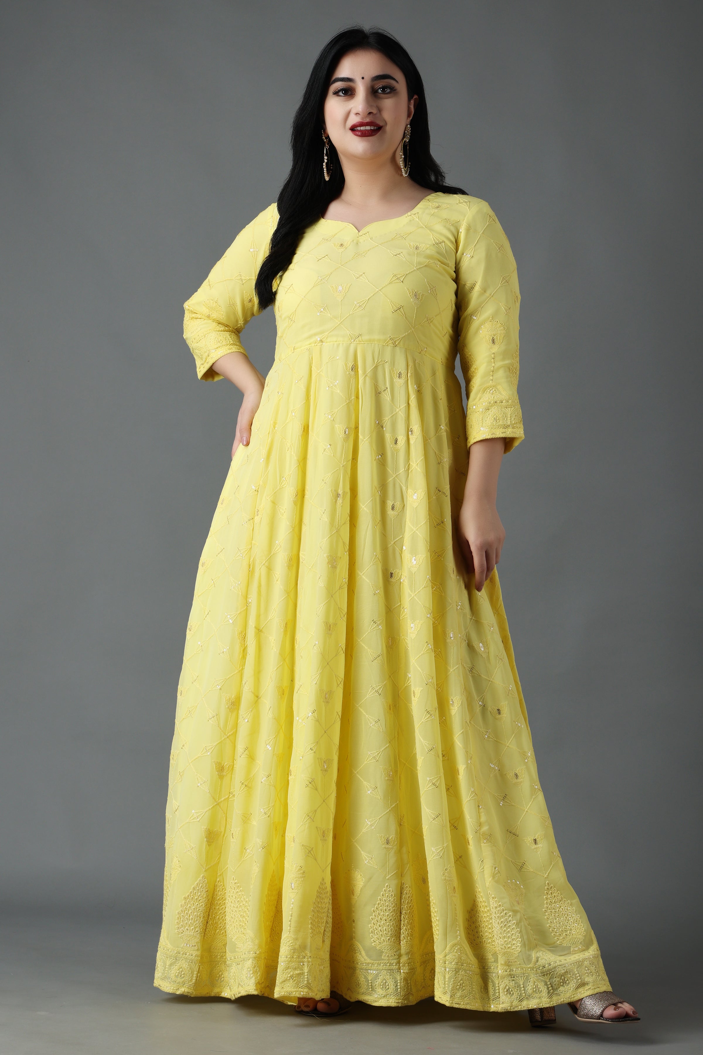 Shop Now Plus Size Inaya Anarkali Dupatta Dress - ADIRICHA