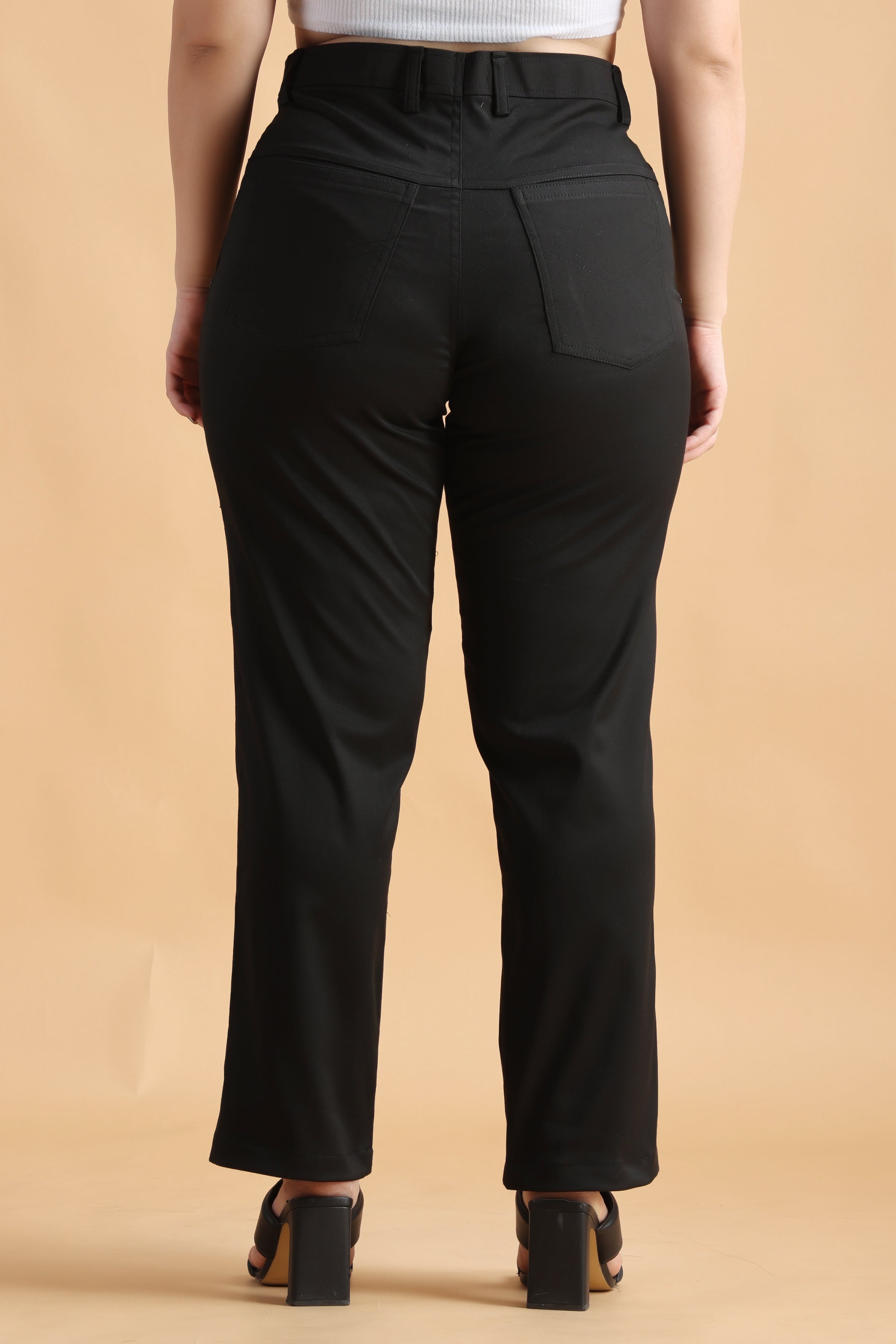 Buy ALL Plus Size Women Black Regular Fit Solid Formal Trousers  Trousers  for Women 6787760  Myntra