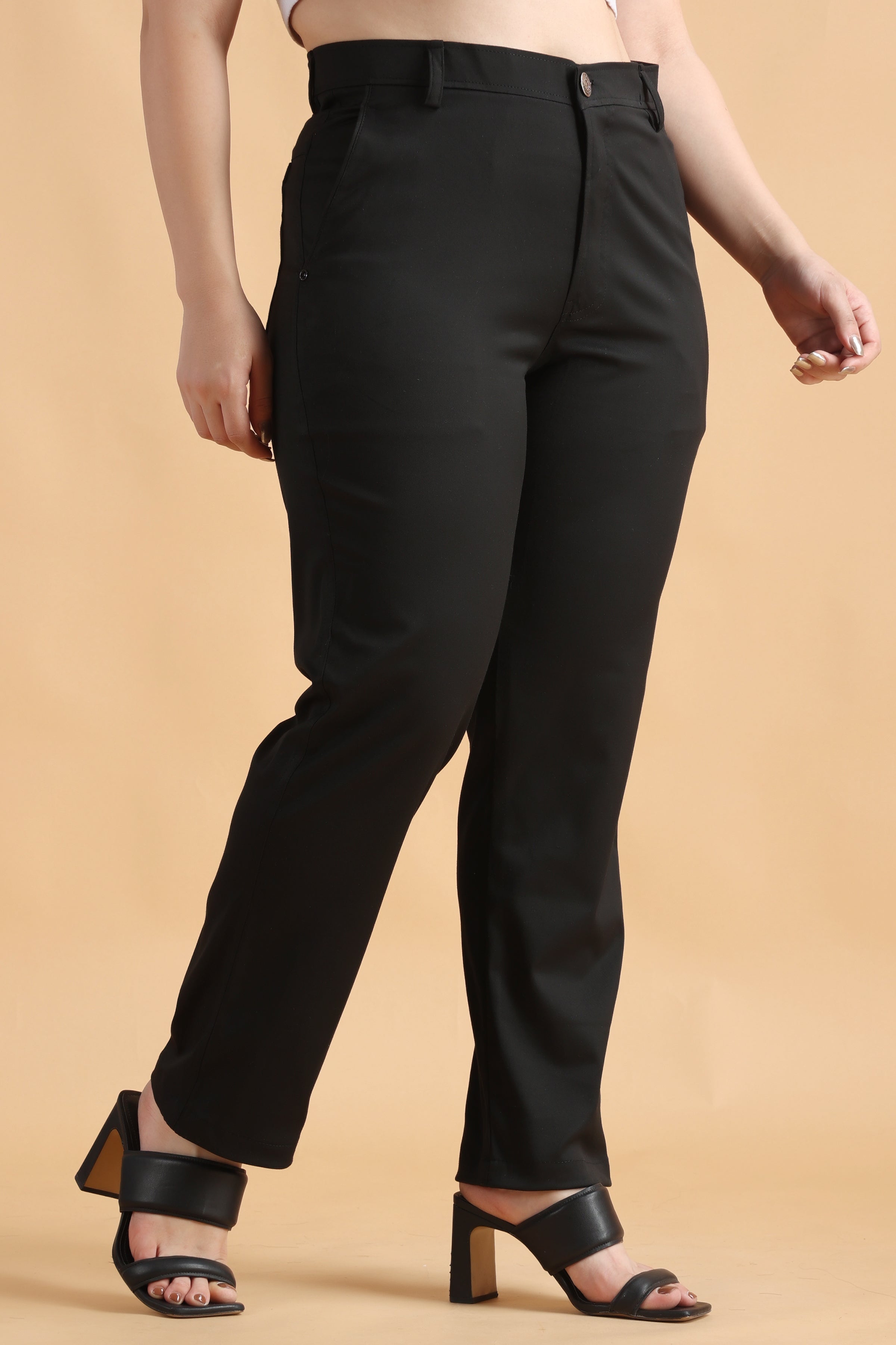 curve leather look trousers