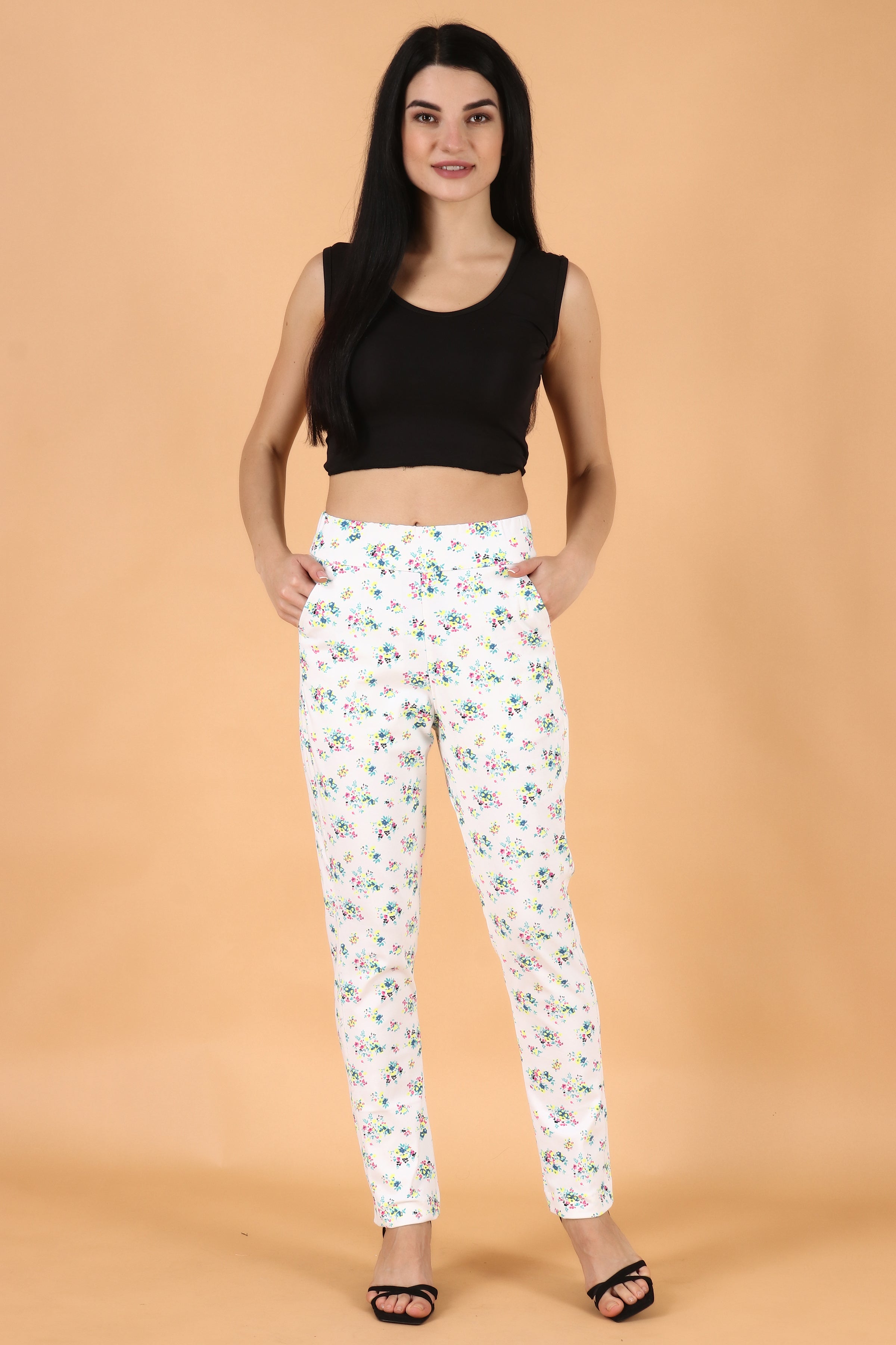Buy Women White Print Formal Regular Fit Trousers Online  759969  Van  Heusen