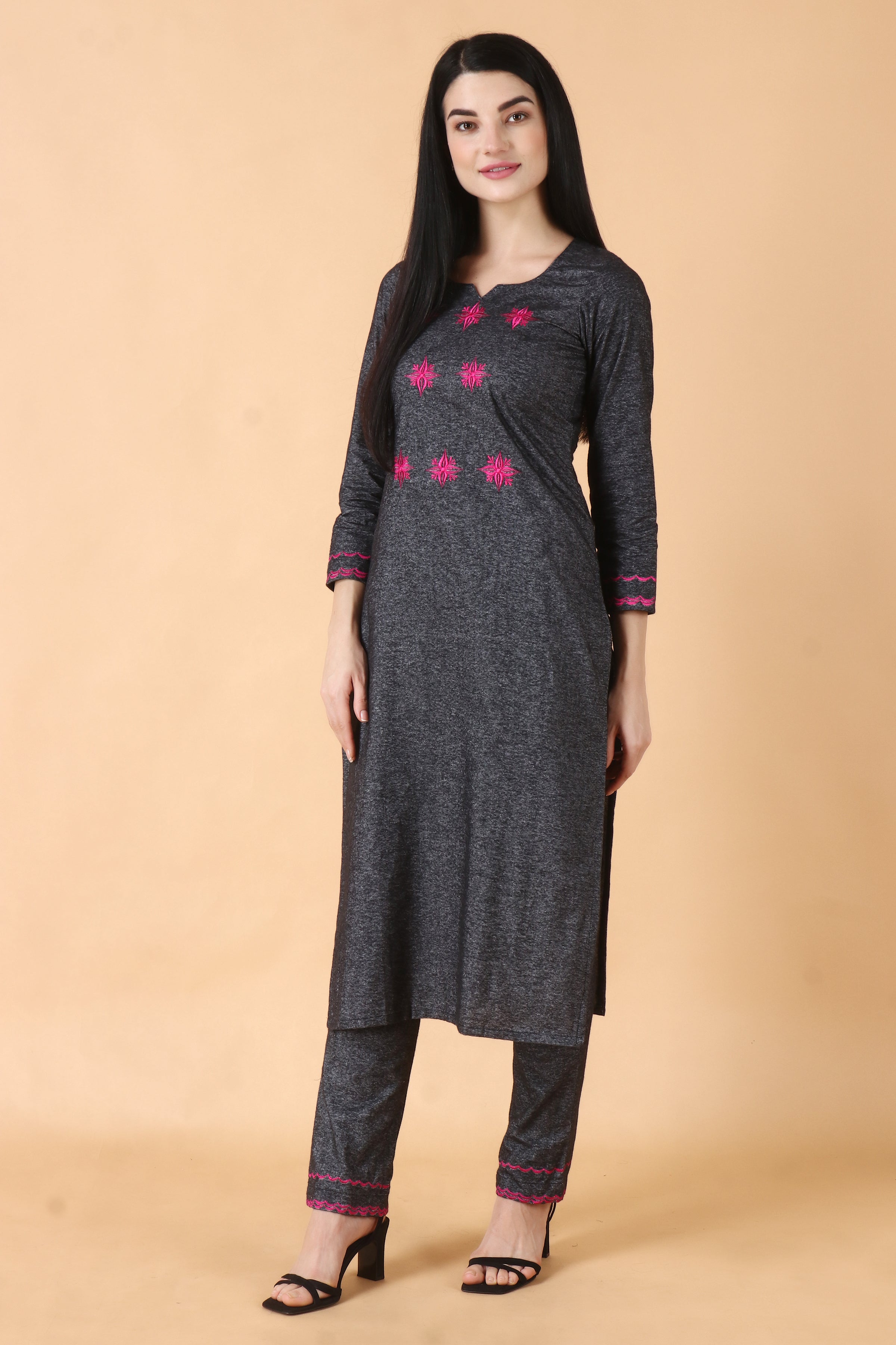 Buy Gerua Grey Cotton Embroidered Straight Kurta for Women Online @ Tata  CLiQ