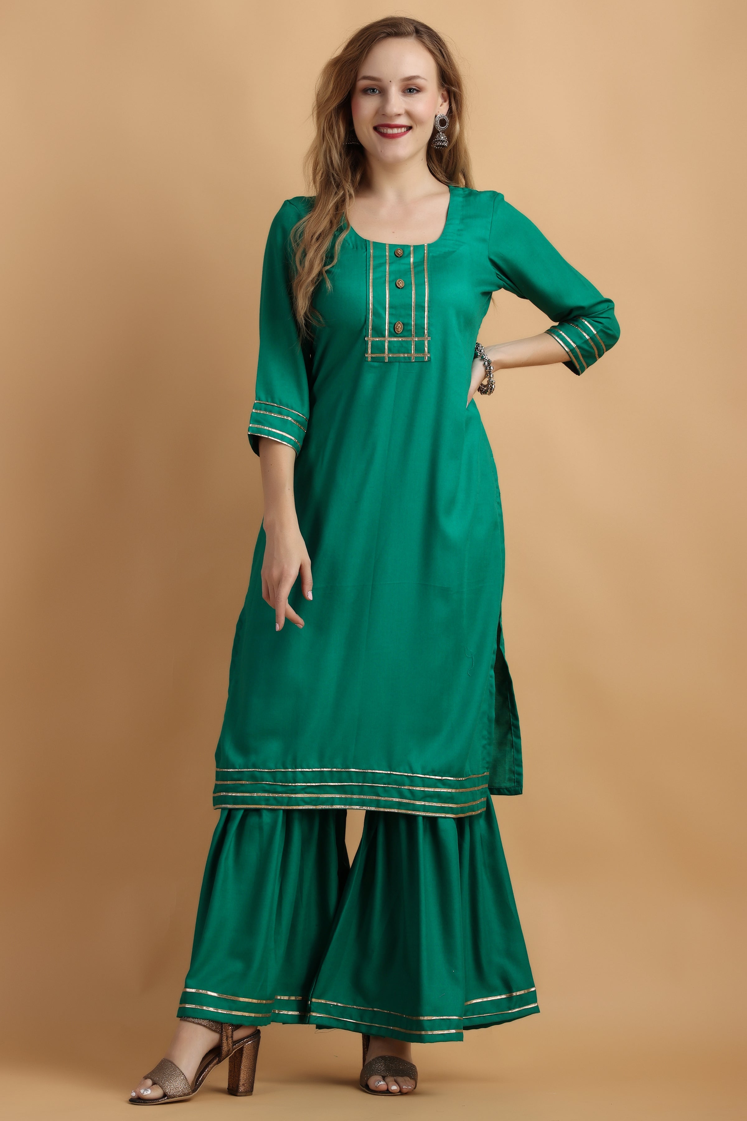 Buy PINKKART Designer Cotton Printed Women Casual Sharara Kurti Eid  Festival College Dress 5687 Multicolour at Amazon.in
