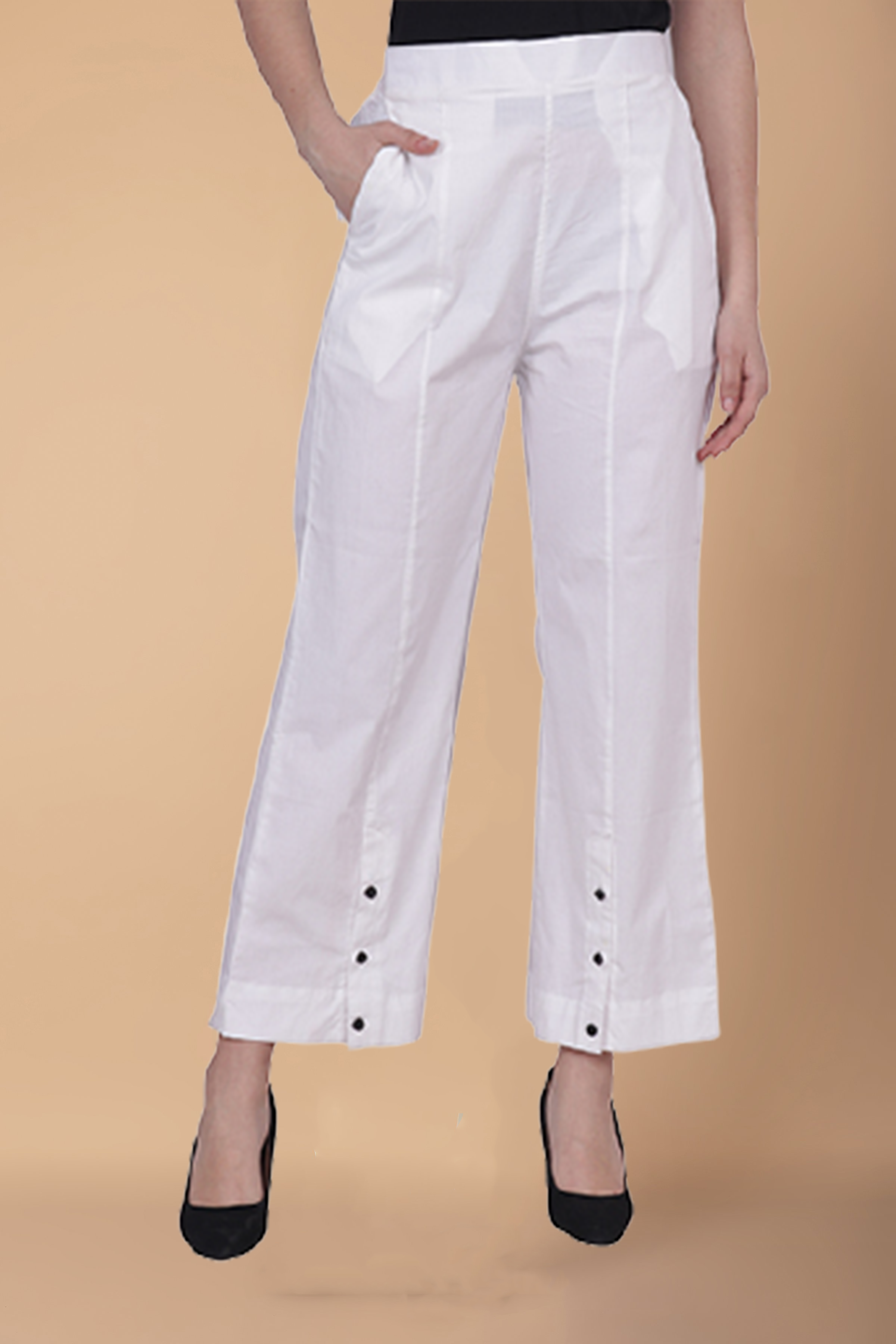 Buy BuyNewTrend White Black Lining Side Slits Striped Palazzo Pant For  Women Online at Low Prices in India  Paytmmallcom