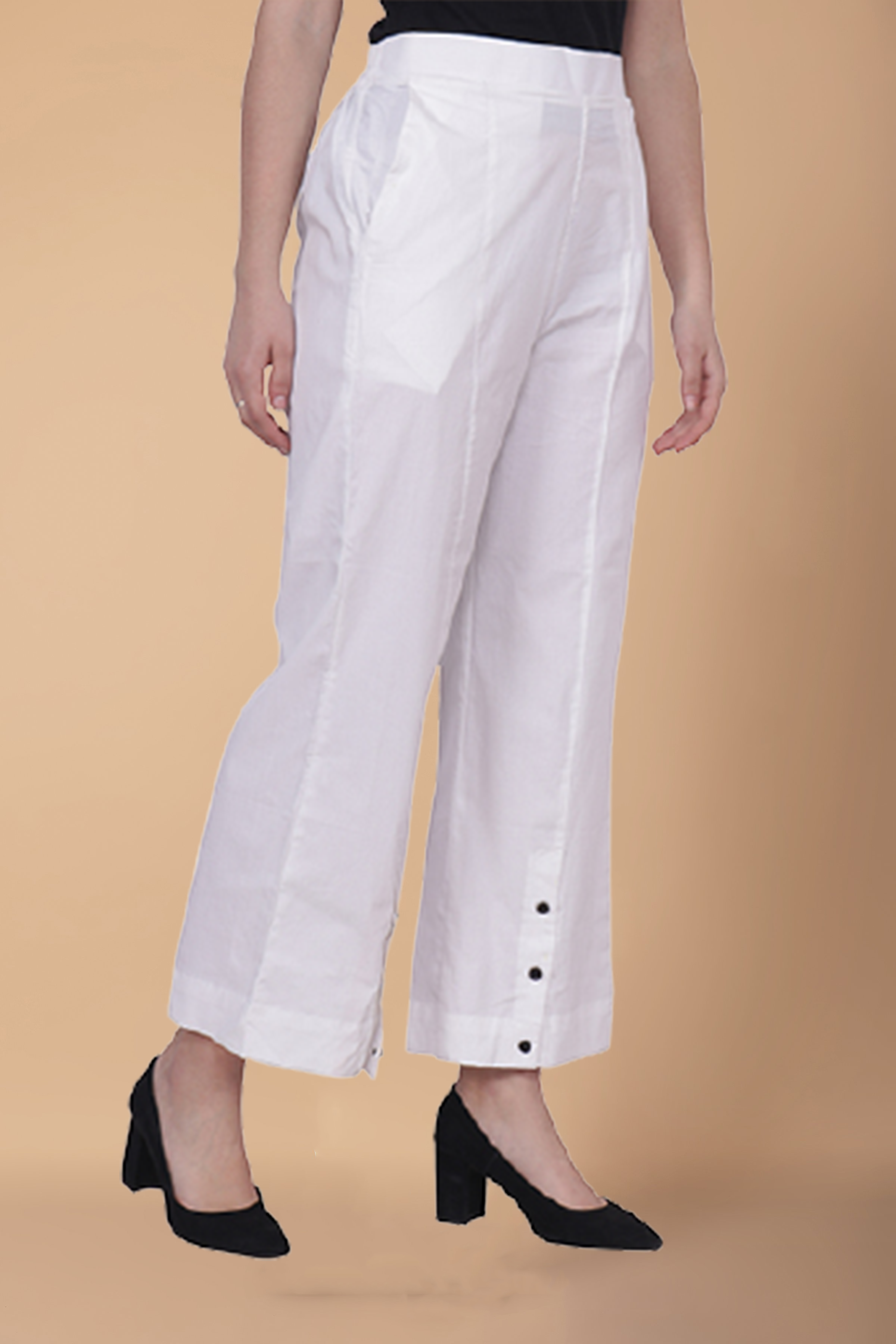 Buy Kazo White Flared Fit Trousers for Womens Online  Tata CLiQ