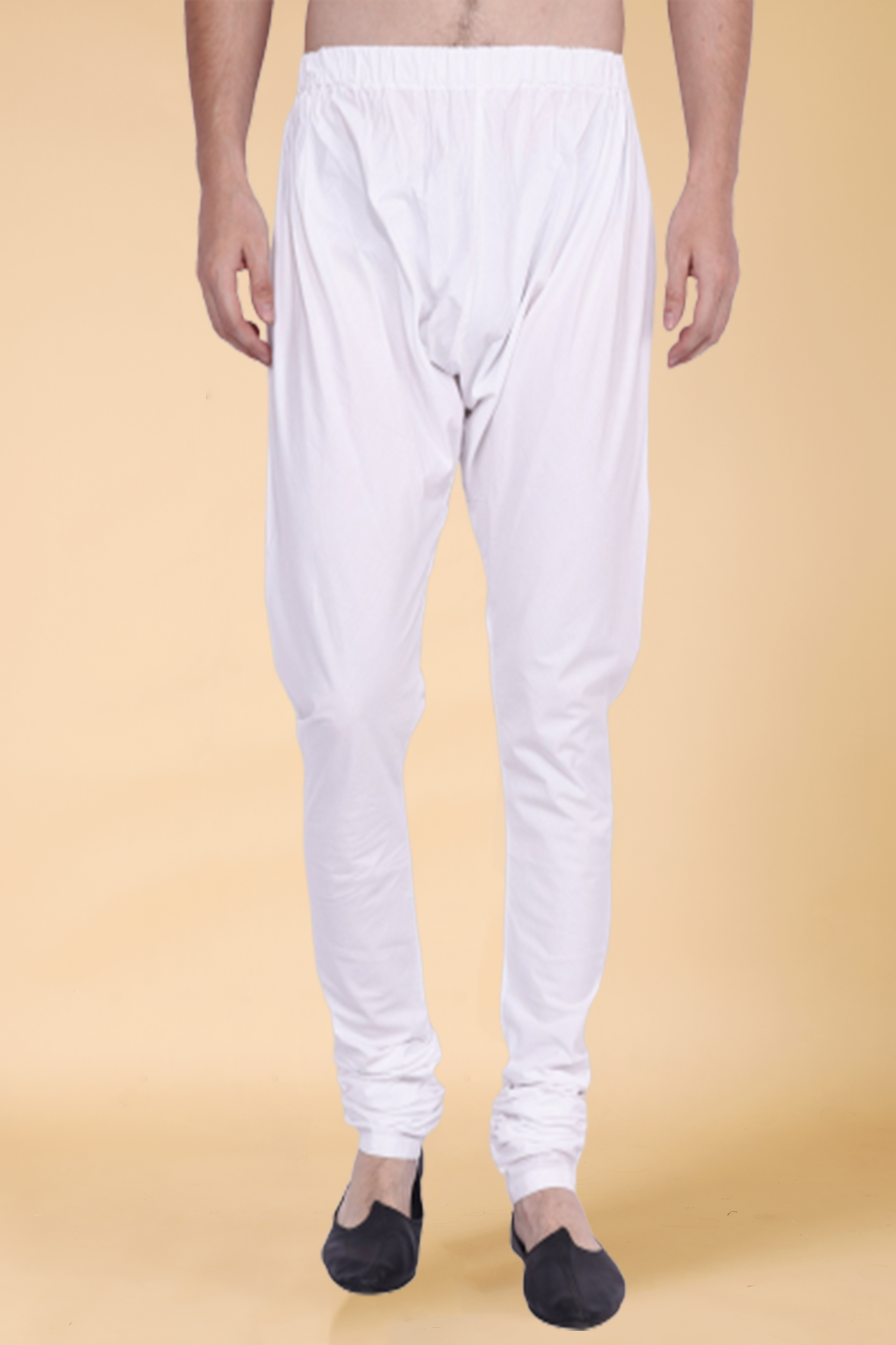 Sojanya (Since 1958), Men's Cotton Blend Peach Kurta & White Churidar  Pyjama Set