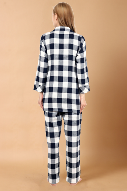 Blue White Woolen Night Suit